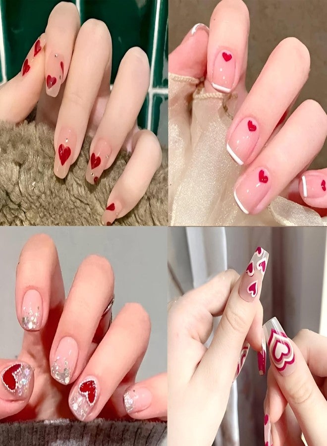 SPLOCUDU 8 Sheets Heart Nail Art Stickers,Valentine's Day Nail Stickers 3D Self-Adhesive Nail Decals, Heart DIY Manicure Decoration Supplies Accessories for Women Girls - Image 3